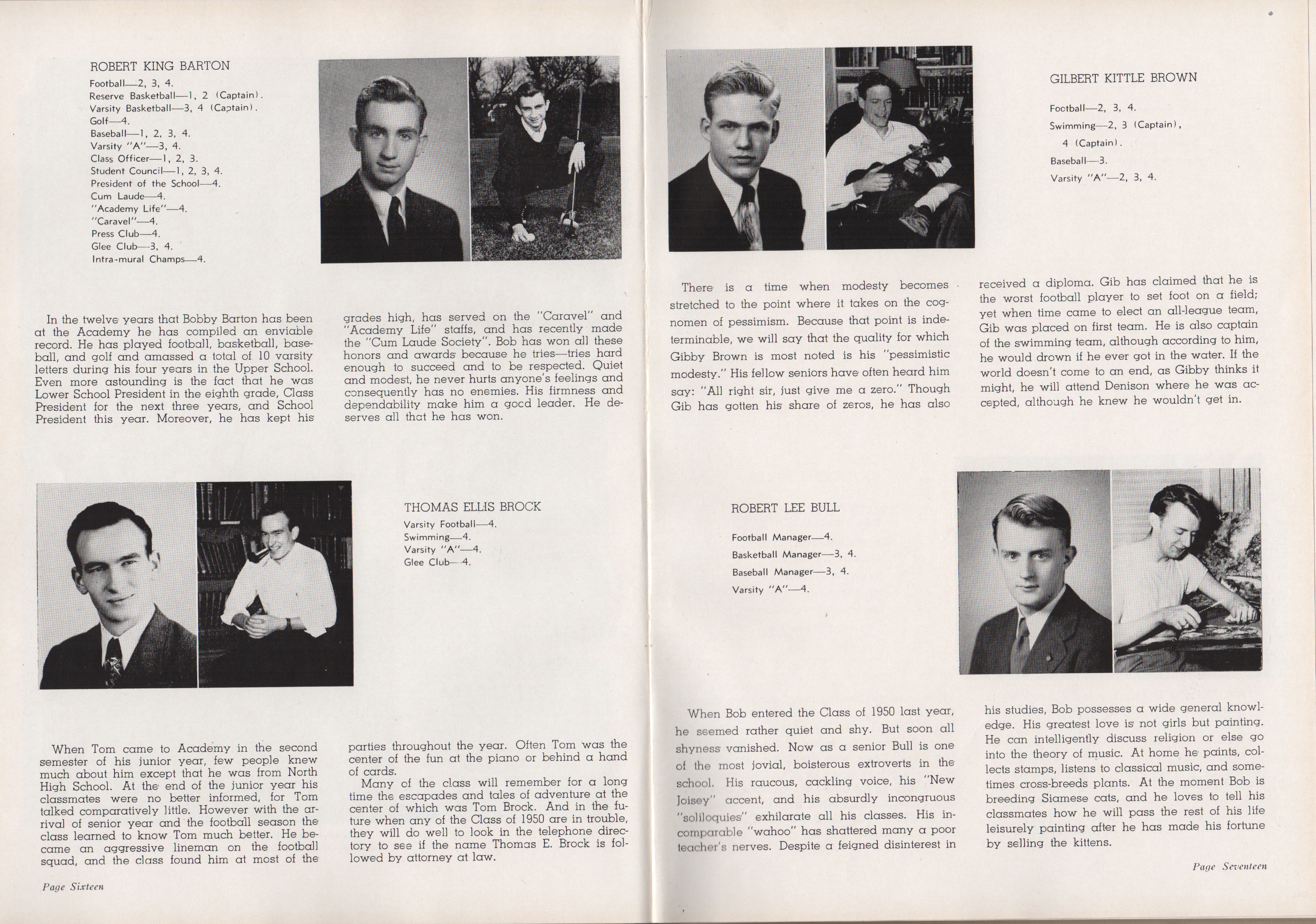 Class of 1950 Yearbook Highlights Columbus Academy
